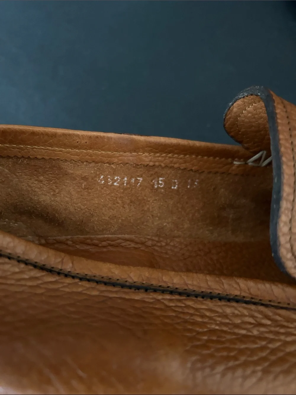 Santoni Men's Cognac Pebbled Leather Penny Loafers